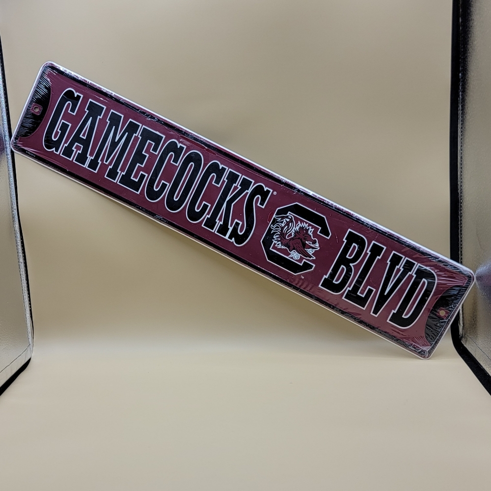 South Carolina Gamecocks Metal Sign 24" X 5" Garnet Black GAMECOCKS BLVD New